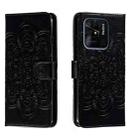 For Xiaomi Redmi 10C Sun Mandala Embossing Pattern Phone Leather Case(Black) - 1