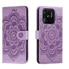 For Xiaomi Redmi 10C Sun Mandala Embossing Pattern Phone Leather Case(Purple) - 1