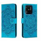 For Xiaomi Redmi 10C Sun Mandala Embossing Pattern Phone Leather Case(Blue) - 1