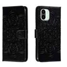 For Xiaomi Redmi A1 Sun Mandala Embossing Pattern Phone Leather Case(Black) - 1