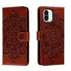 For Xiaomi Redmi A1 Sun Mandala Embossing Pattern Phone Leather Case(Brown) - 1
