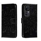For Xiaomi Redmi K50 Ultra Sun Mandala Embossing Pattern Phone Leather Case(Black) - 1