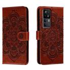 For Xiaomi Redmi K50 Ultra Sun Mandala Embossing Pattern Phone Leather Case(Brown) - 1