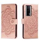 For Xiaomi Redmi K60 Sun Mandala Embossing Pattern Phone Leather Case(Rose Gold) - 1