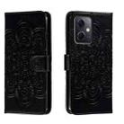 For Xiaomi Redmi Note 12 5G Global Sun Mandala Embossing Pattern Phone Leather Case(Black) - 1