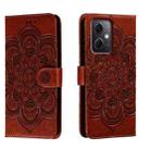 For Xiaomi Redmi Note 12 5G Global Sun Mandala Embossing Pattern Phone Leather Case(Brown) - 1