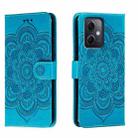 For Xiaomi Redmi Note 12 5G Global Sun Mandala Embossing Pattern Phone Leather Case(Blue) - 1