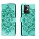 For Xiaomi Redmi Note 12 5G Global Sun Mandala Embossing Pattern Phone Leather Case(Green) - 1