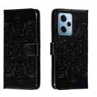 For Xiaomi Redmi Note 12 Pro 5G Global Sun Mandala Embossing Pattern Phone Leather Case(Black) - 1