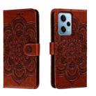 For Xiaomi Redmi Note 12 Pro 5G Global Sun Mandala Embossing Pattern Phone Leather Case(Brown) - 1