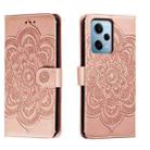 For Xiaomi Redmi Note 12 Pro 5G Global Sun Mandala Embossing Pattern Phone Leather Case(Rose Gold) - 1