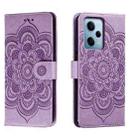 For Xiaomi Redmi Note 12 Pro 5G Global Sun Mandala Embossing Pattern Phone Leather Case(Purple) - 1