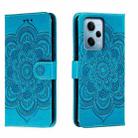 For Xiaomi Redmi Note 12 Pro 5G Global Sun Mandala Embossing Pattern Phone Leather Case(Blue) - 1
