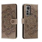 For Xiaomi 12 Lite Sun Mandala Embossing Pattern Phone Leather Case(Grey) - 1