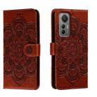 For Xiaomi 12 Lite Sun Mandala Embossing Pattern Phone Leather Case(Brown) - 1