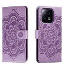 For Xiaomi 13 Sun Mandala Embossing Pattern Phone Leather Case(Purple) - 1