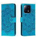 For Xiaomi 13 Sun Mandala Embossing Pattern Phone Leather Case(Blue) - 1
