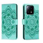 For Xiaomi 13 Sun Mandala Embossing Pattern Phone Leather Case(Green) - 1