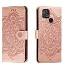 For Xiaomi Poco C40 Sun Mandala Embossing Pattern Phone Leather Case(Rose Gold) - 1