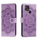 For Xiaomi Poco C40 Sun Mandala Embossing Pattern Phone Leather Case(Purple) - 1