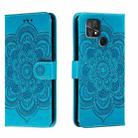 For Xiaomi Poco C40 Sun Mandala Embossing Pattern Phone Leather Case(Blue) - 1