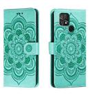 For Xiaomi Poco C40 Sun Mandala Embossing Pattern Phone Leather Case(Green) - 1