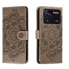 For Xiaomi Poco M4 Pro Sun Mandala Embossing Pattern Phone Leather Case(Grey) - 1