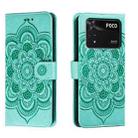 For Xiaomi Poco M4 Pro Sun Mandala Embossing Pattern Phone Leather Case(Green) - 1