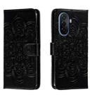 For Huawei Enjoy 50 Sun Mandala Embossing Pattern Phone Leather Case(Black) - 1