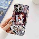 For iPhone 14 Pro Precise Hole Oil Painting Glossy PC Phone Case(Newspaper) - 1