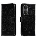 For Honor Play 30 Plus Sun Mandala Embossing Pattern Phone Leather Case(Black) - 1