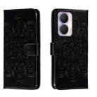 For Honor Play 40 Plus Sun Mandala Embossing Pattern Phone Leather Case(Black) - 1