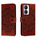 For Honor Play 40 Plus Sun Mandala Embossing Pattern Phone Leather Case(Brown) - 1