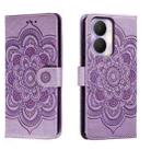 For Honor Play 40 Plus Sun Mandala Embossing Pattern Phone Leather Case(Purple) - 1