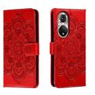 For Honor 50 Sun Mandala Embossing Pattern Phone Leather Case(Red) - 1