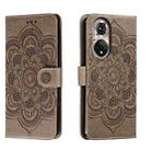 For Honor 50 Sun Mandala Embossing Pattern Phone Leather Case(Grey) - 1