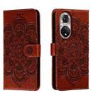 For Honor 50 Sun Mandala Embossing Pattern Phone Leather Case(Brown) - 1