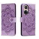 For Honor 50 Sun Mandala Embossing Pattern Phone Leather Case(Purple) - 1