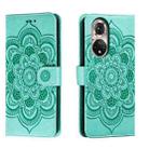 For Honor 50 Sun Mandala Embossing Pattern Phone Leather Case(Green) - 1