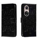 For Honor 50 Pro Sun Mandala Embossing Pattern Phone Leather Case(Black) - 1