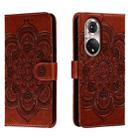 For Honor 50 Pro Sun Mandala Embossing Pattern Phone Leather Case(Brown) - 1