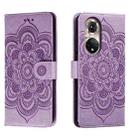 For Honor 50 Pro Sun Mandala Embossing Pattern Phone Leather Case(Purple) - 1