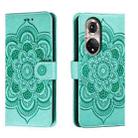 For Honor 50 Pro Sun Mandala Embossing Pattern Phone Leather Case(Green) - 1