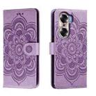 For Honor 60 Sun Mandala Embossing Pattern Phone Leather Case(Purple) - 1