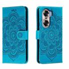 For Honor 60 Sun Mandala Embossing Pattern Phone Leather Case(Blue) - 1