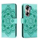 For Honor 60 Sun Mandala Embossing Pattern Phone Leather Case(Green) - 1