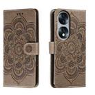 For Honor 70 Sun Mandala Embossing Pattern Phone Leather Case(Grey) - 1