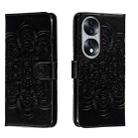 For Honor 70 Sun Mandala Embossing Pattern Phone Leather Case(Black) - 1