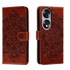 For Honor 70 Sun Mandala Embossing Pattern Phone Leather Case(Brown) - 1