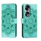 For Honor 70 Sun Mandala Embossing Pattern Phone Leather Case(Green) - 1